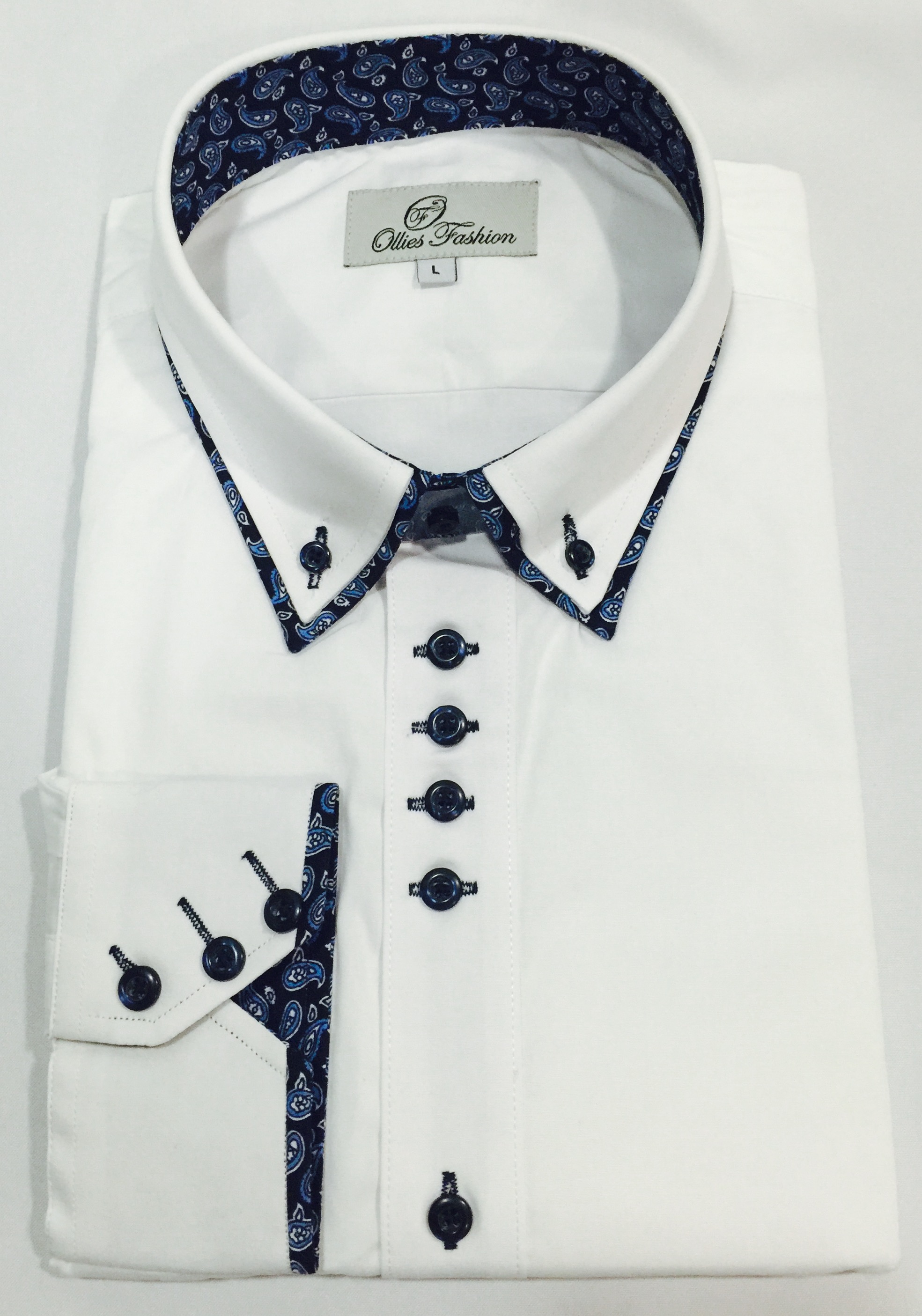 mens light blue dress shirt with white collar